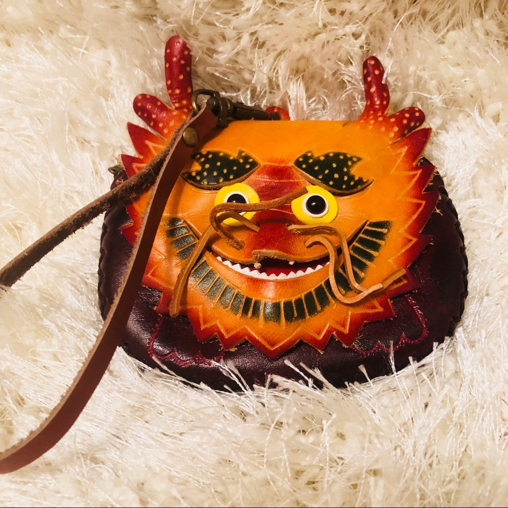 Little Monster Leather Coin Purse Wristlet